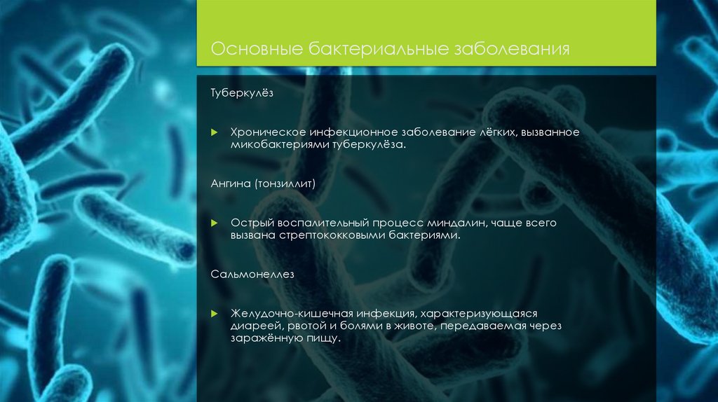 Основные бактериальные заболевания