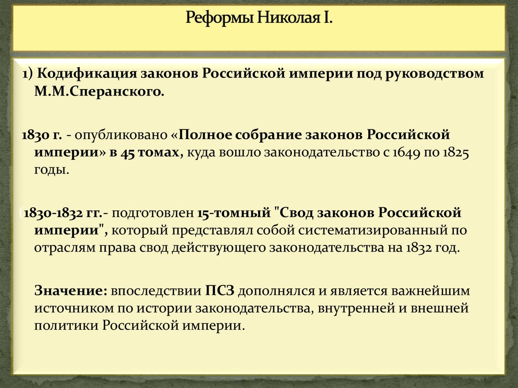   Реформы Николая I.