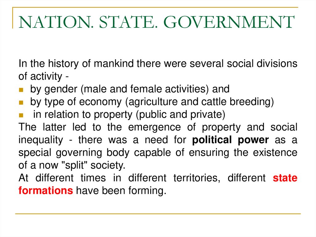 NATION. STATE. GOVERNMENT