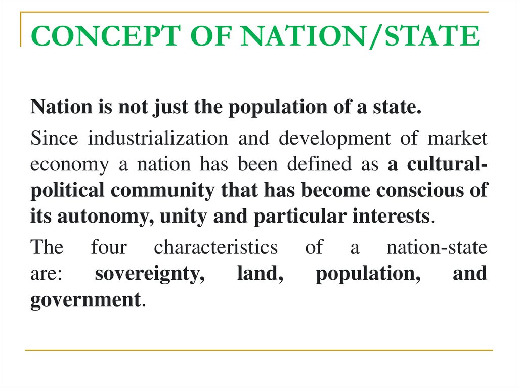CONCEPT OF NATION/STATE
