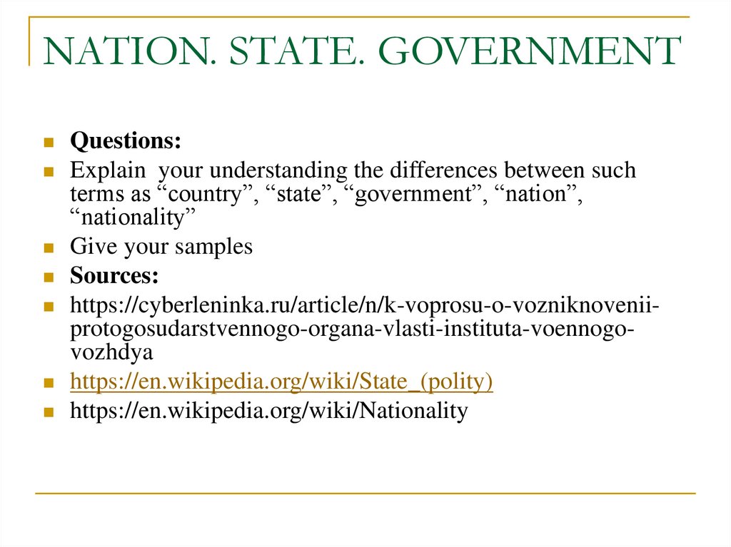 NATION. STATE. GOVERNMENT