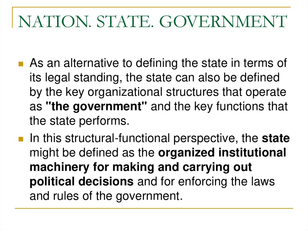 NATION. STATE. GOVERNMENT