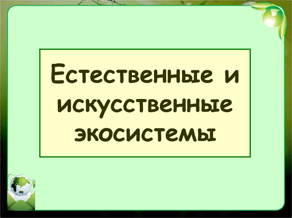 Естественные и искусственные экосистемы