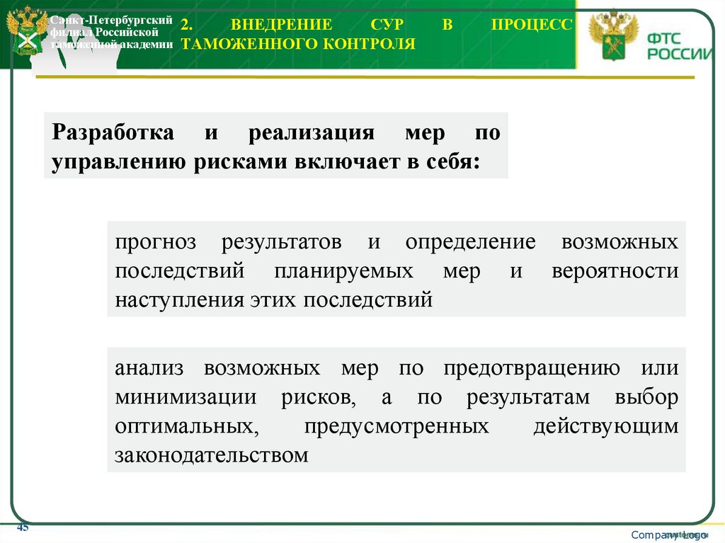 2. Внедрение СУР в процесс таможенного контроля