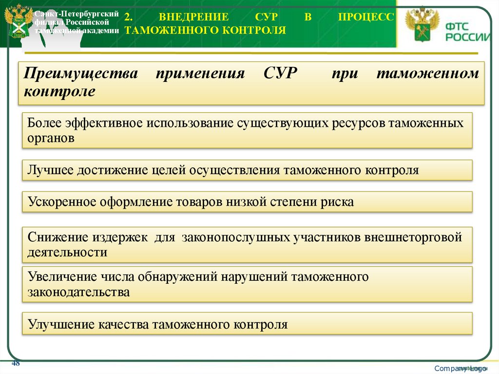 2. Внедрение СУР в процесс таможенного контроля