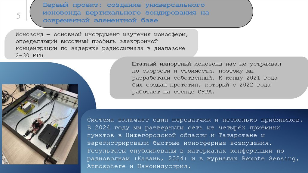 Первый проект: создание универсального ионозонда вертикального зондирования на современной элементной базе