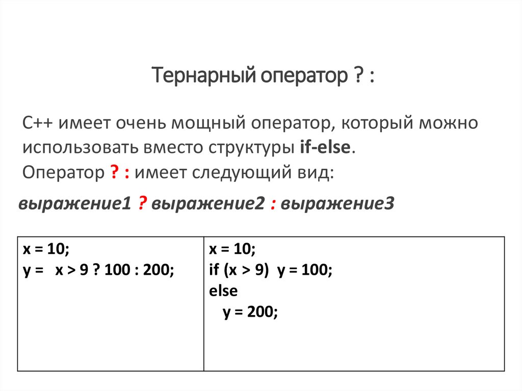 Тернарный оператор ? :