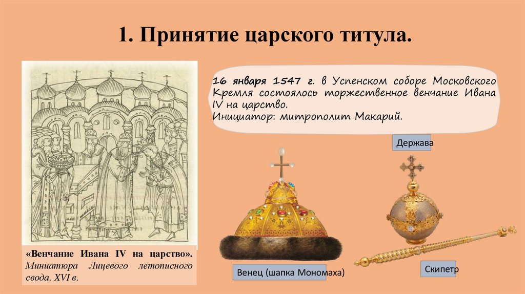 1. Принятие царского титула.