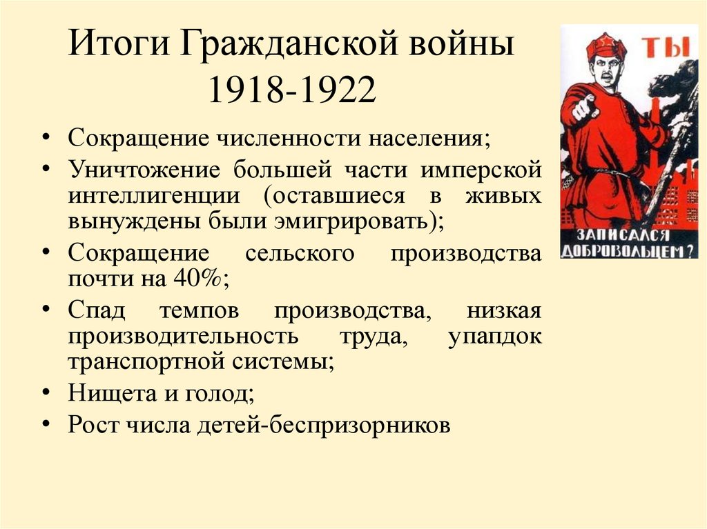 Итоги Гражданской войны 1918-1922