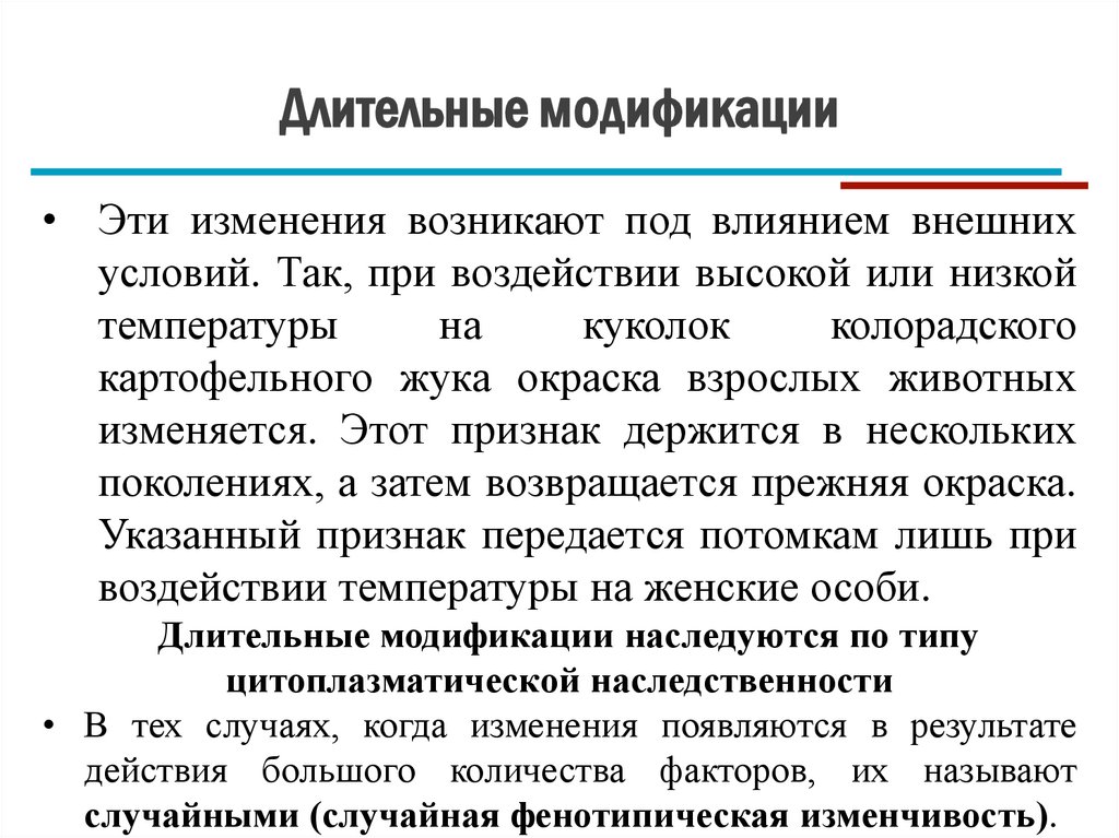 Длительные модификации