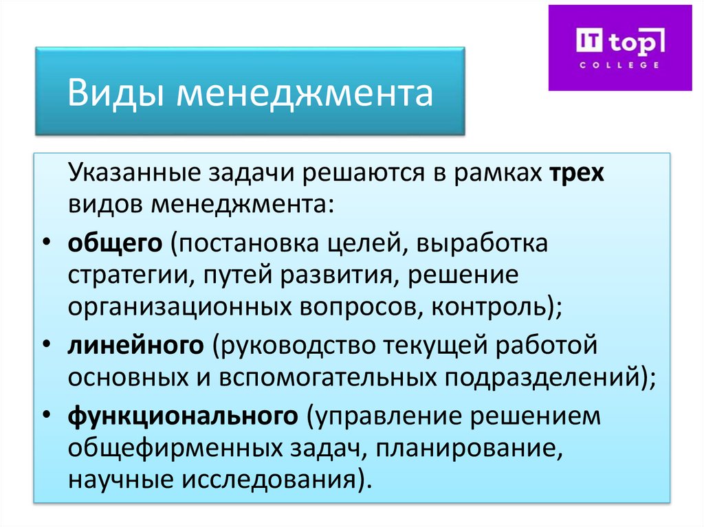 Виды менеджмента