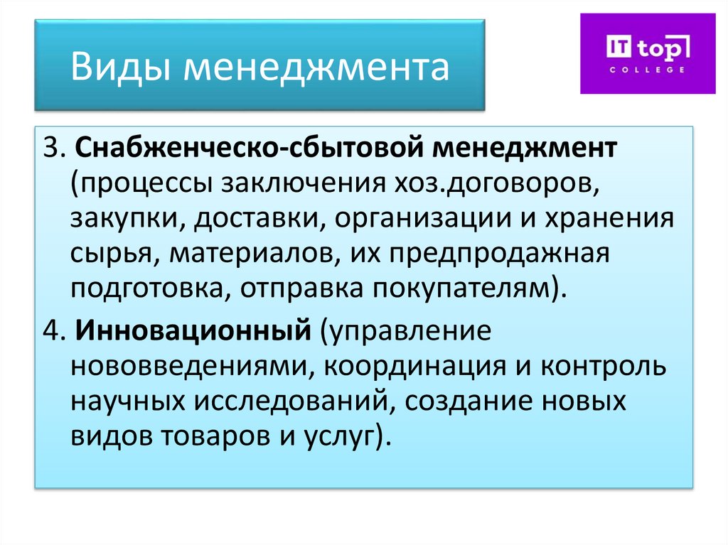 Виды менеджмента