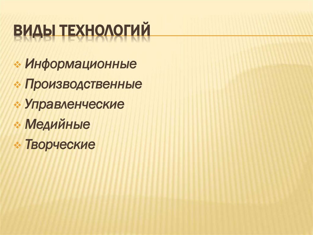 Виды технологий