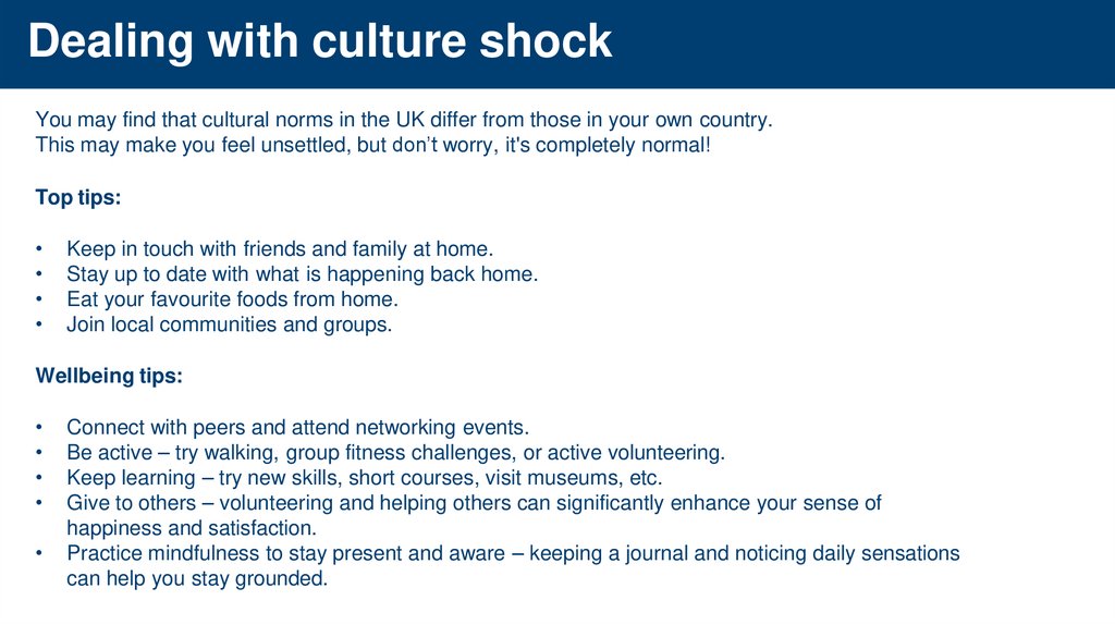 Dealing with culture shock