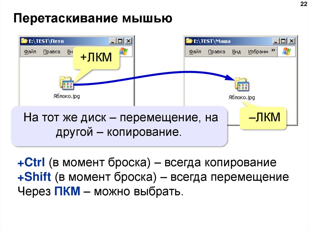 Перетаскивание мышью