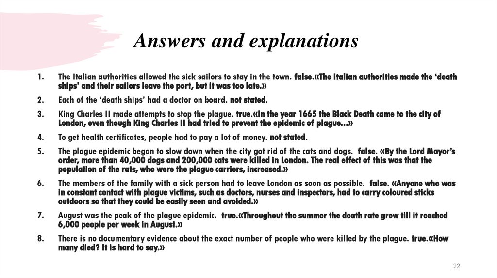 Answers and explanations