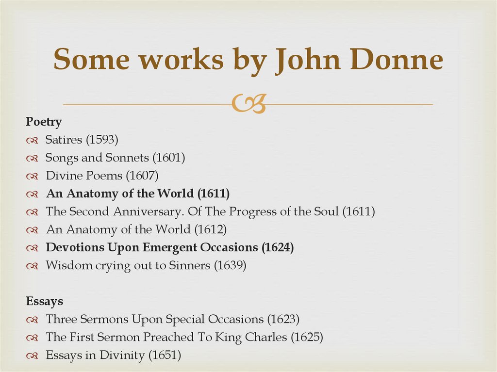 Some works by John Donne