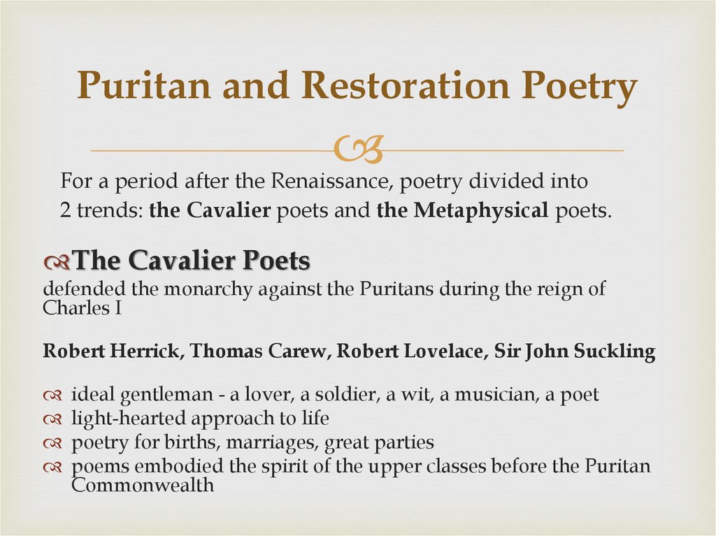 Puritan and Restoration Poetry