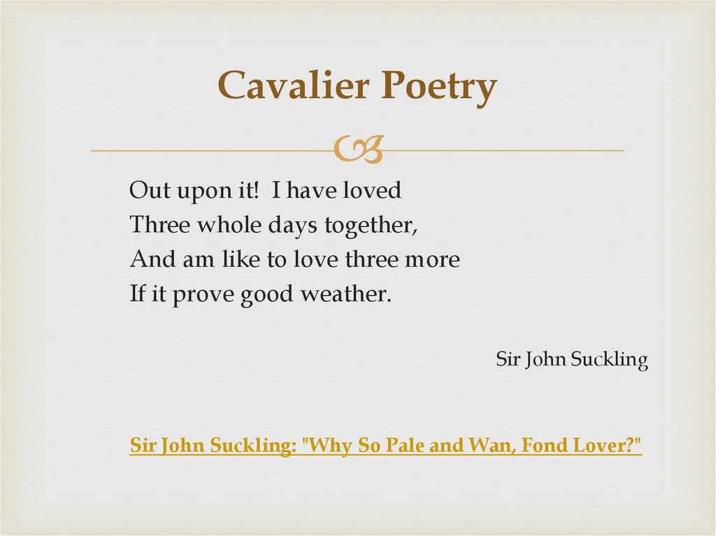 Cavalier Poetry