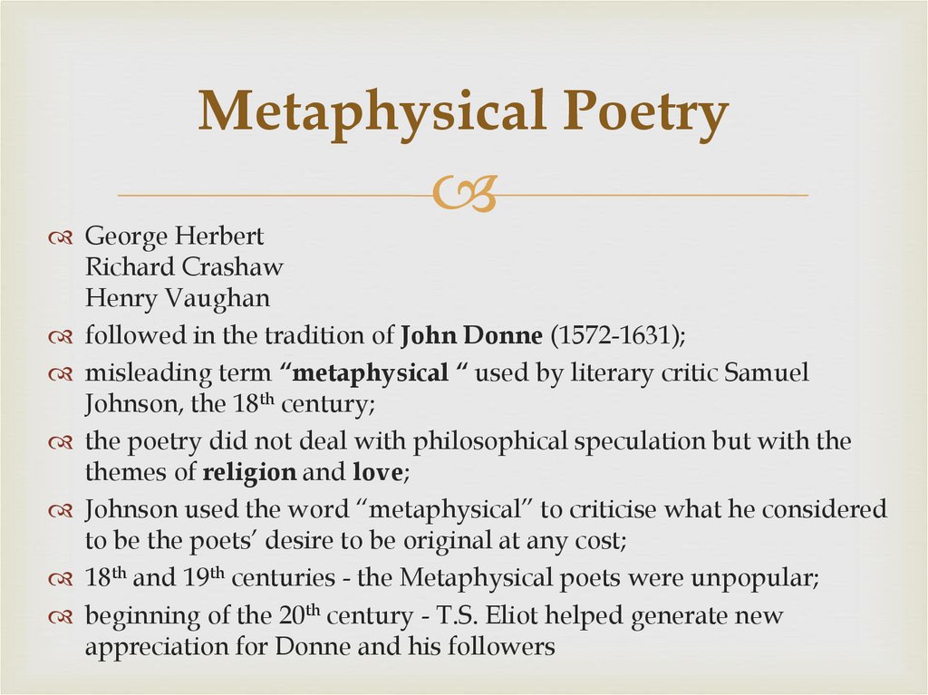 Metaphysical Poetry