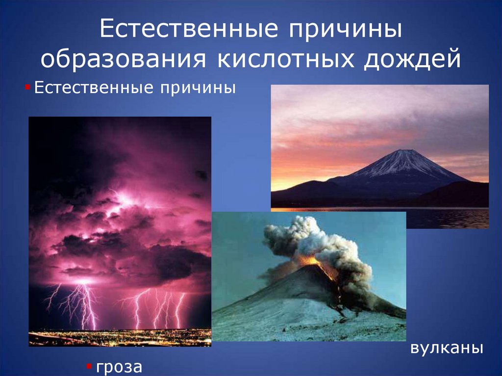 Естественные причины образования кислотных дождей