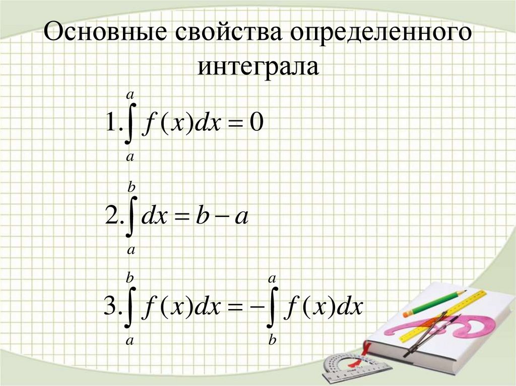 Основные свойства определенного интеграла