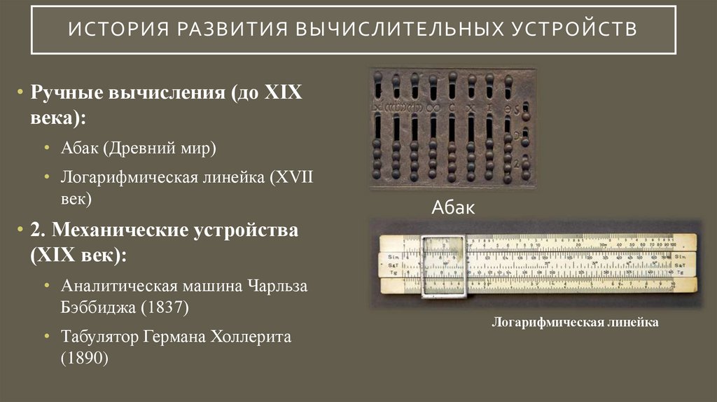 История развития вычислительных устройств