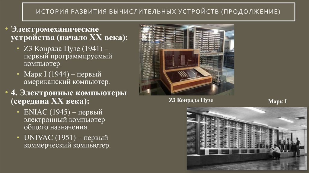 История развития вычислительных устройств (продолжение)