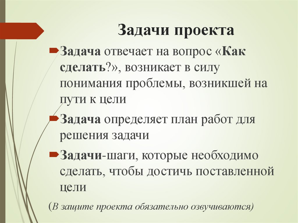 Задачи проекта