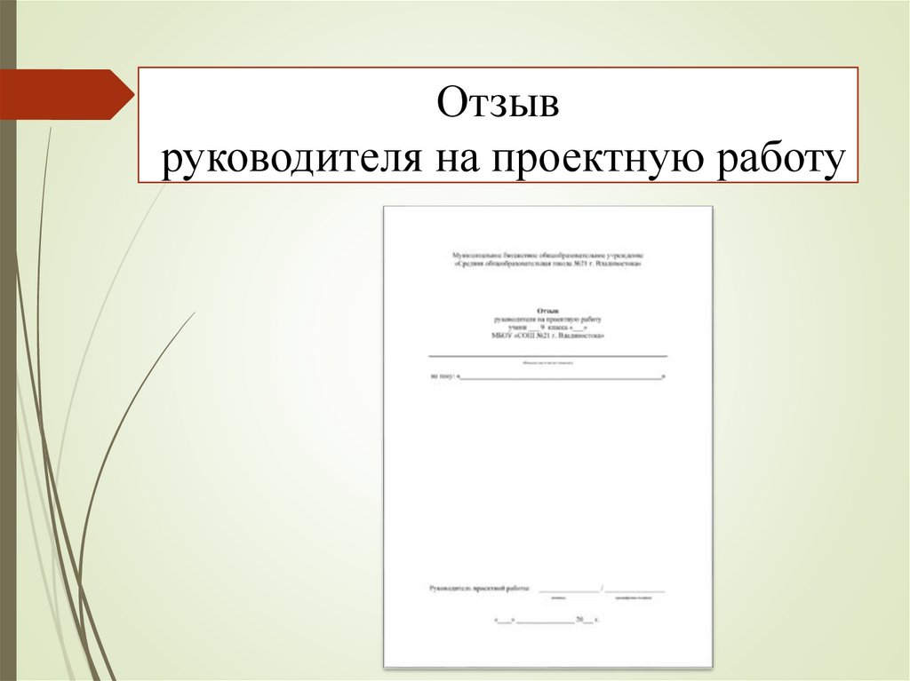Отзыв руководителя на проектную работу