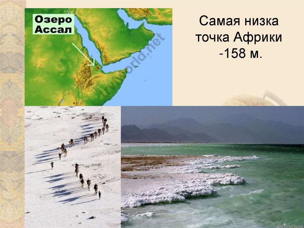 Самая низка точка Африки -158 м.