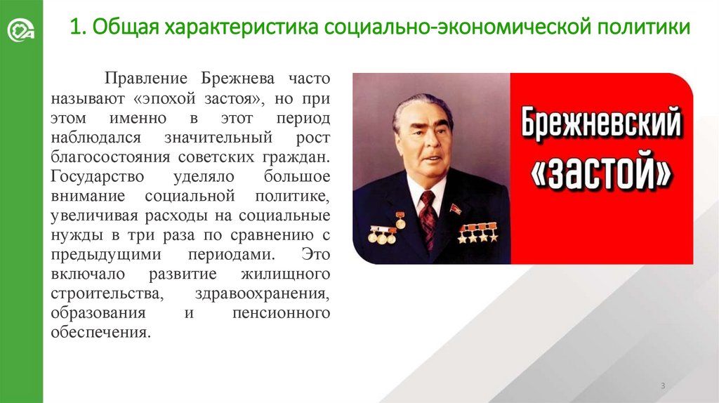 1. Общая характеристика социально-экономической политики