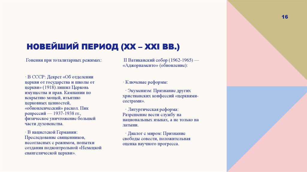 Новейший период (XX – XXI вв.)