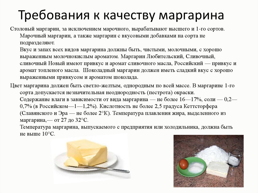 Требования к качеству маргарина