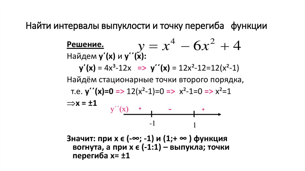 Найти интервалы выпуклости и точку перегиба функции