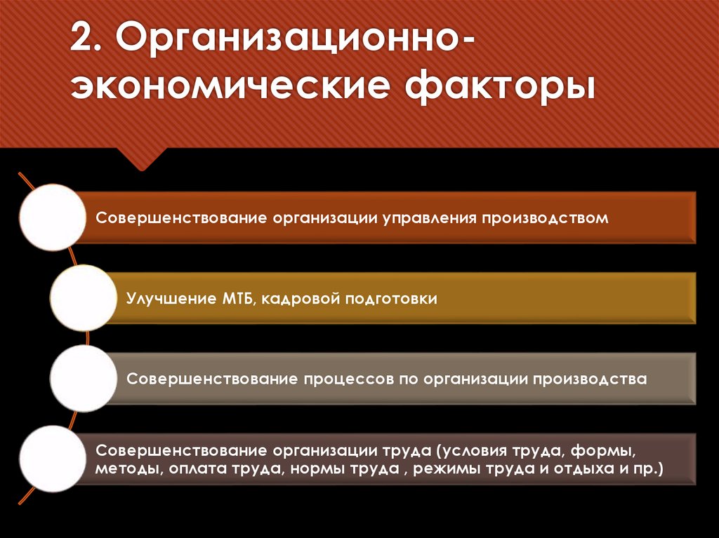2. Организационно-экономические факторы