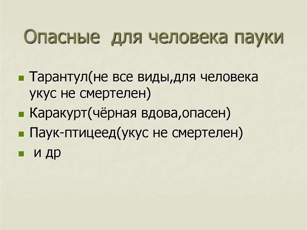 Опасные для человека пауки