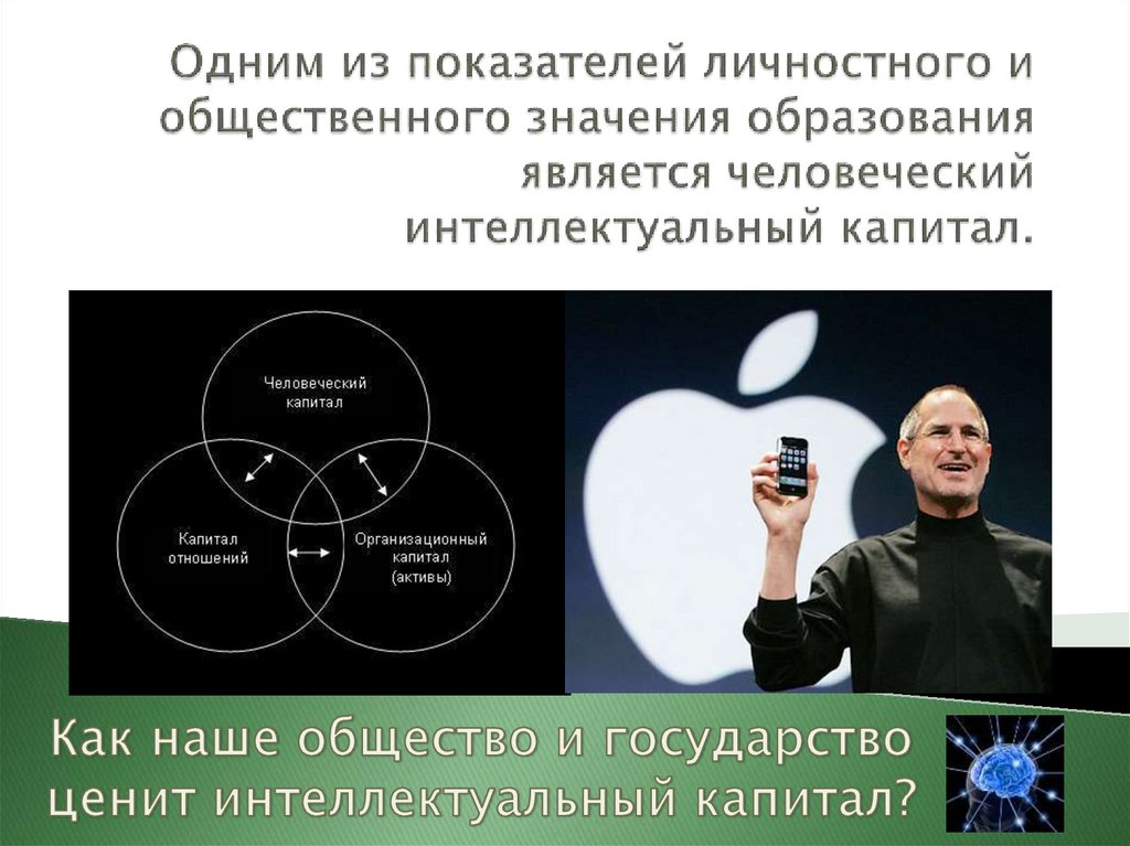 Одним из показателей личностного и общественного значения образования является человеческий интеллектуальный капитал.