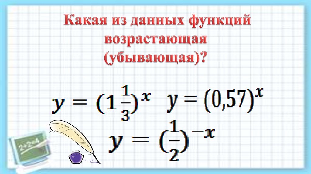 Какая из данных функций возрастающая (убывающая)?