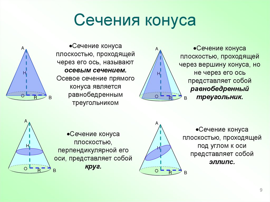 Сечения конуса