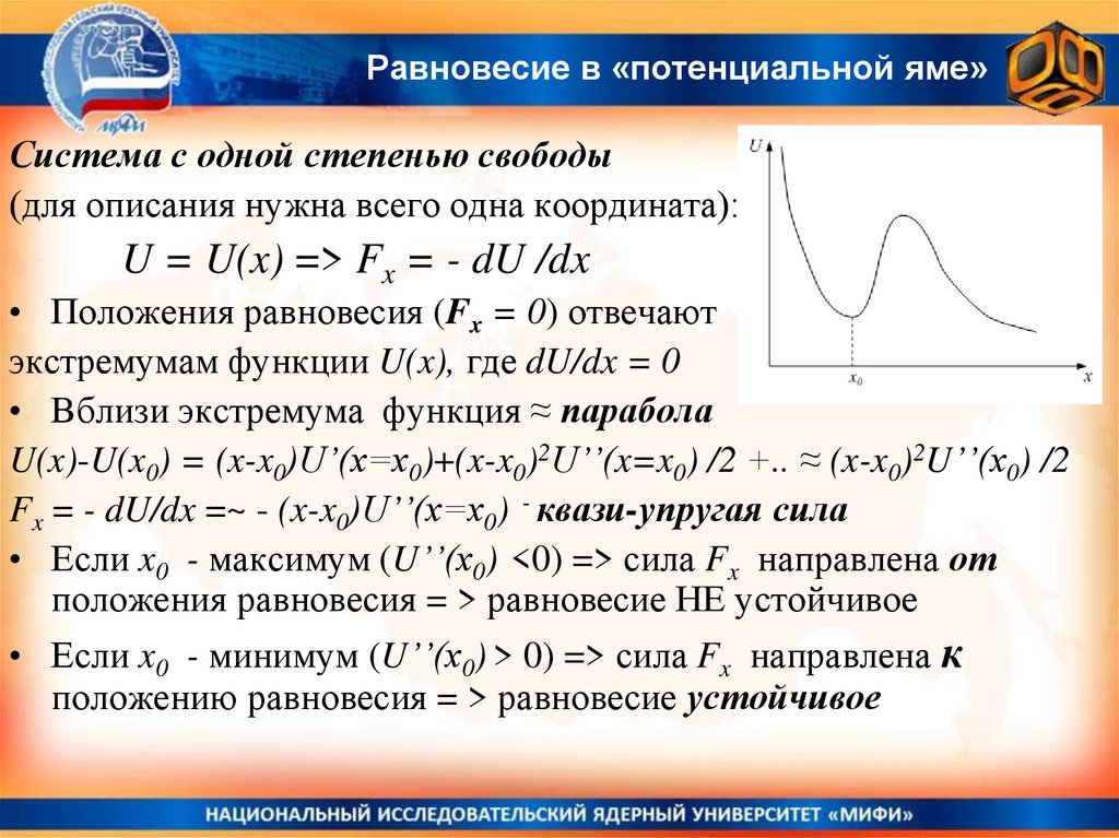 Равновесие в «потенциальной яме»