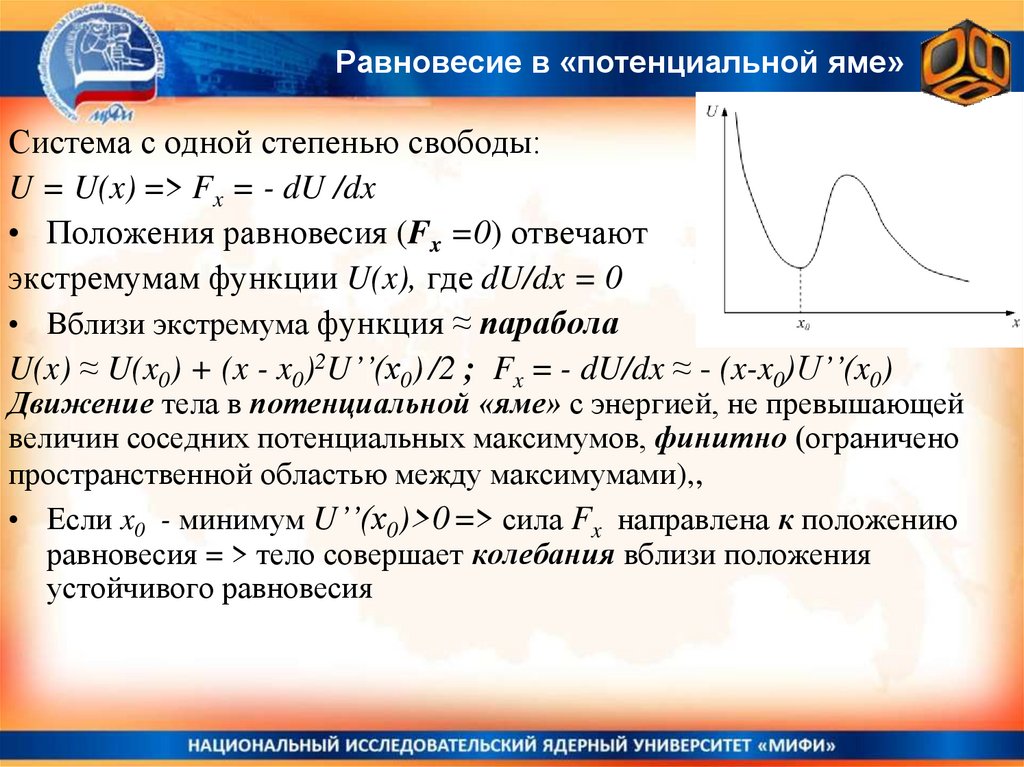 Равновесие в «потенциальной яме»