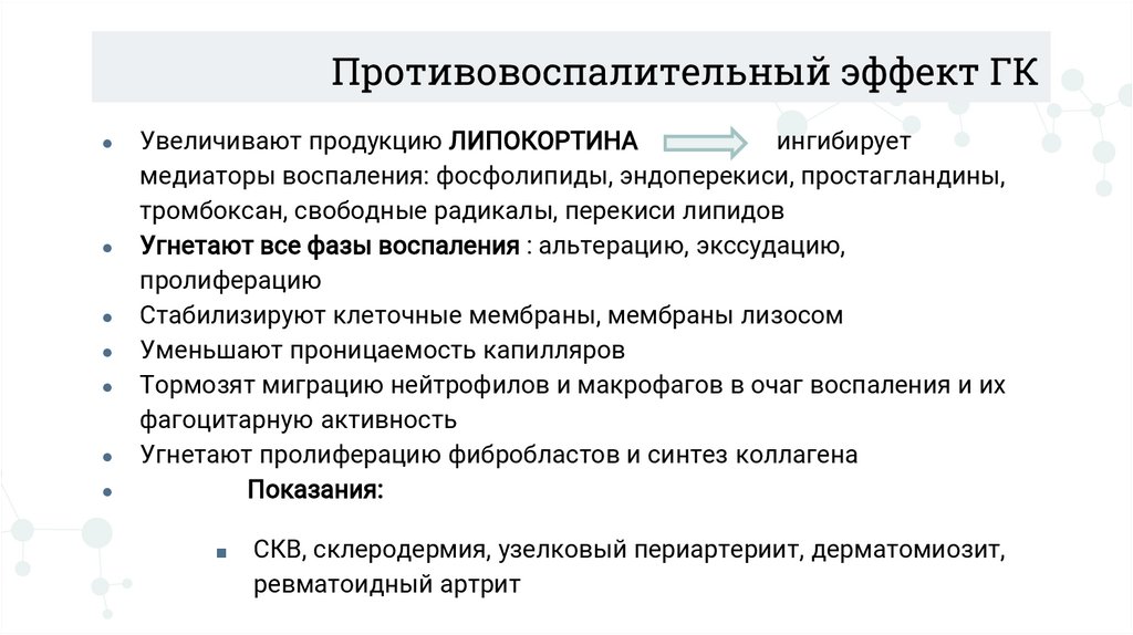 Противовоспалительный эффект ГК