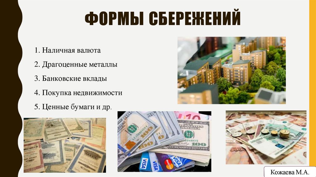 ФОРМЫ СБЕРЕЖЕНИЙ