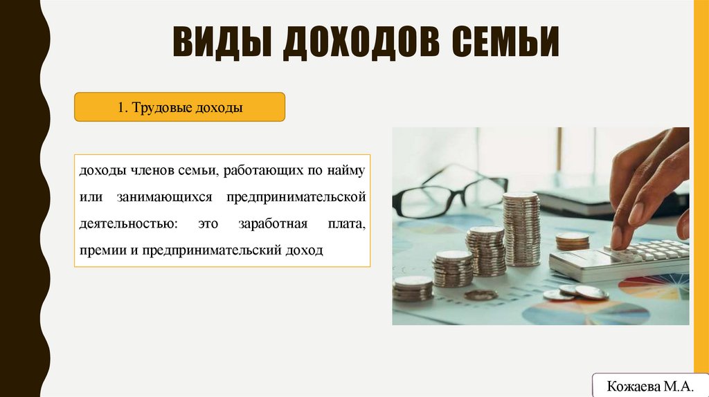 ВИДЫ ДОХОДОВ СЕМЬИ