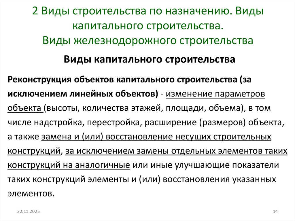 Виды капитального строительства