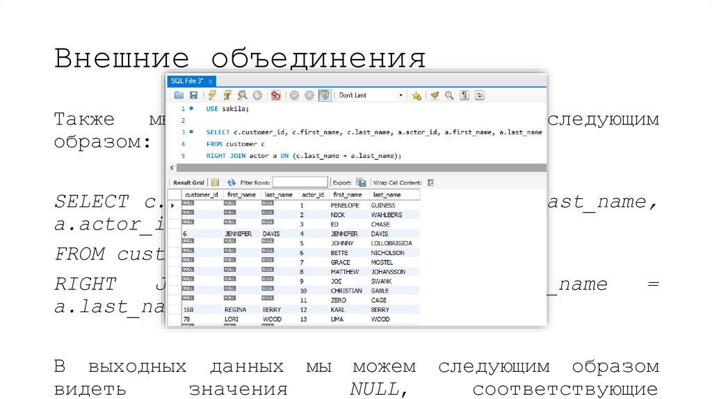 Внешние объединения