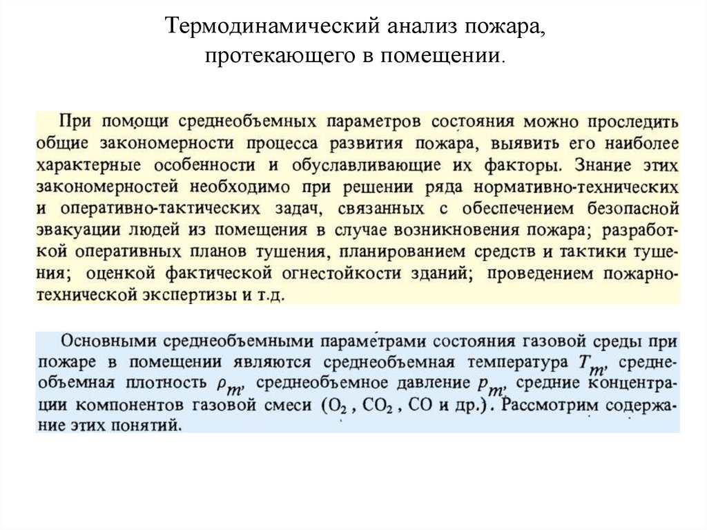 Термодинамический анализ пожара, протекающего в помещении.