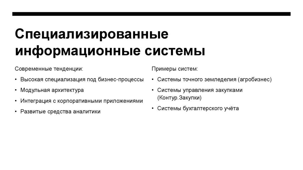 Специализированные информационные системы