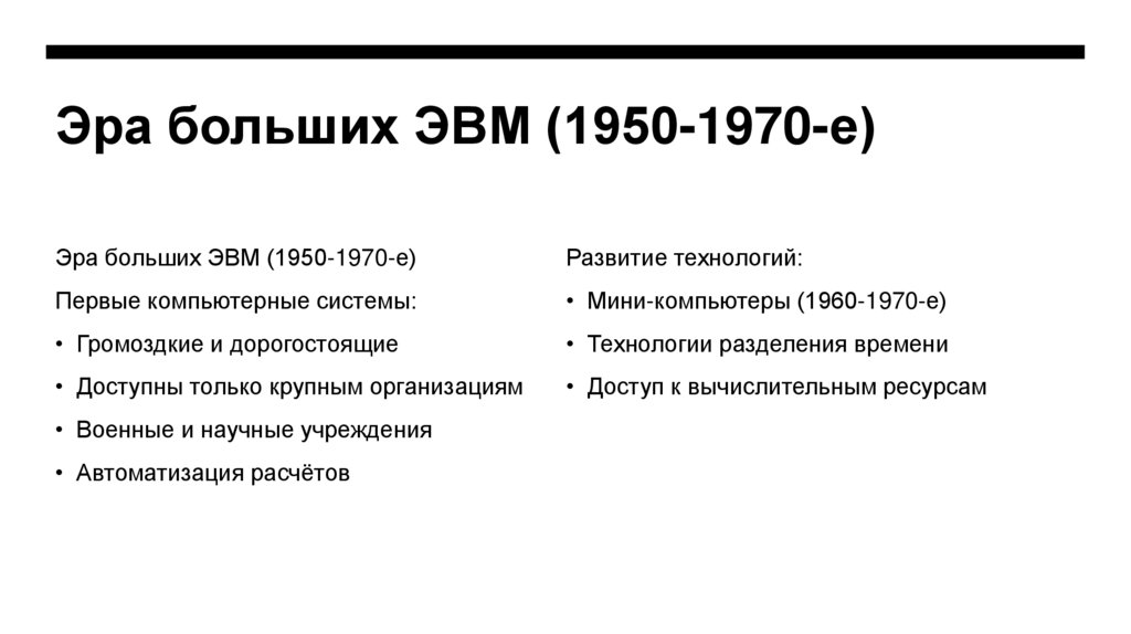 Эра больших ЭВМ (1950-1970-е)